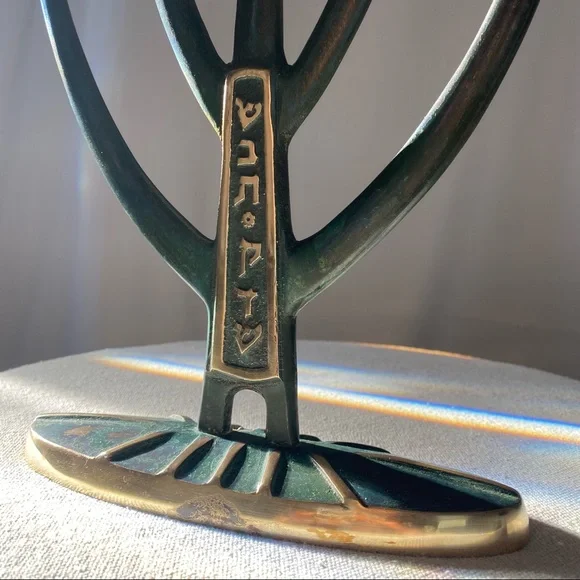 {SOLD} Mid-century Modern Brass Candelabra Menorah - Picture 7 of 12